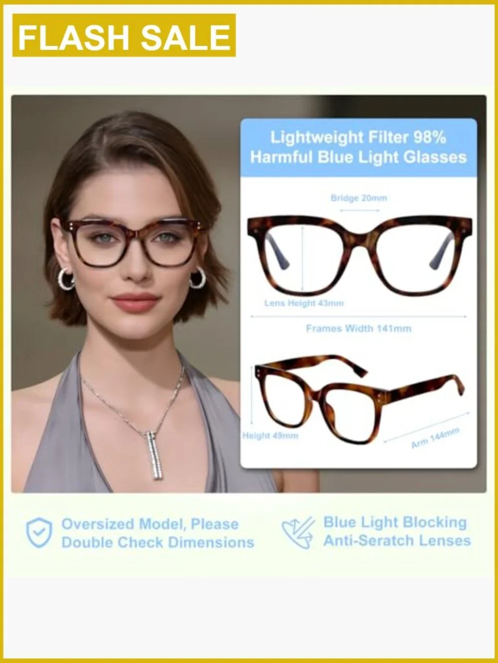 3 Pack Blue Light Blocking Glasses Oversized TR90 Computer Eyewear UV